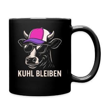 Lässiger Kuhkopf mit Cap und Sonnenbrille  - Tasse einfarbig - Schwarz - Rechts