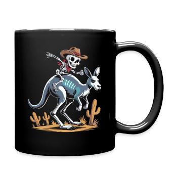 Cowboy squelette cavalier sur kangourou - Mug uni - noir - Droite