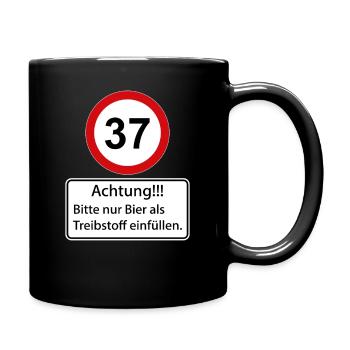 37 Achtung nur Bier als Treibstoff einfüllen - Tasse einfarbig - Schwarz - Rechts
