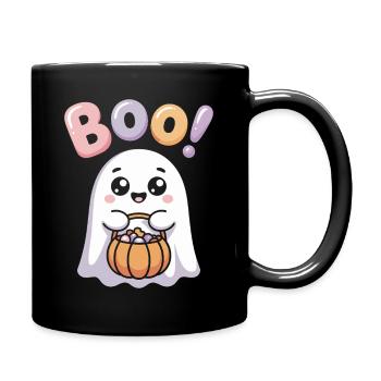 Kawaii Geist Boo Süßes Halloween Motiv - Tasse einfarbig - Schwarz - Rechts