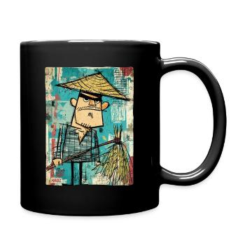 Graffiti Samouraï avec Balai - Mug uni - noir - Droite
