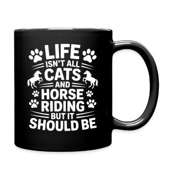 Reiten Spruch Katzen Reiter Pferde Reiten Geschenk - Tasse einfarbig - Schwarz - Rechts