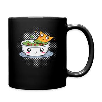 Kawaii Guacamole Bowl with Cute Chip Smiling Face - Tasse einfarbig - Schwarz - Rechts