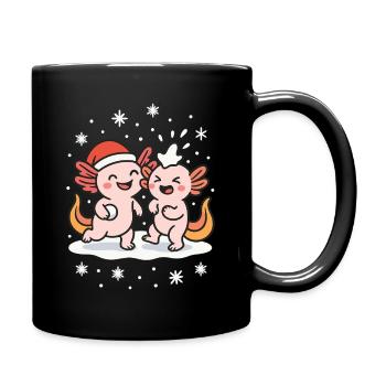 Axolotl Snowball Fight Winter - Full Colour Mug - black - Right