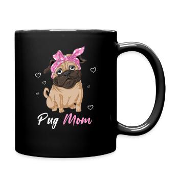 Mops Mama Muttertag T-Shirt - Tasse einfarbig - Schwarz - Rechts