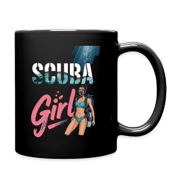 Scuba Girl Taucherin Design - Tasse einfarbig - Schwarz - Rechts