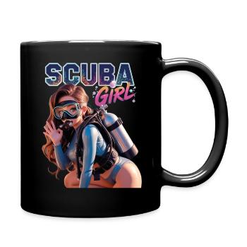 Scuba Girl Taucherin Design - Tasse einfarbig - Schwarz - Rechts