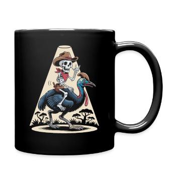 Skelett auf Kasuar im Cowboystil - Tasse einfarbig - Schwarz - Rechts