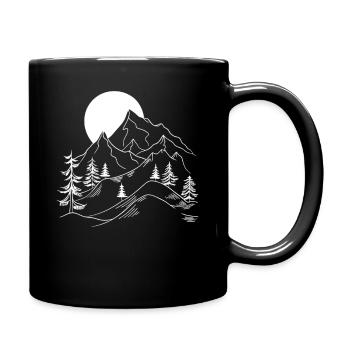 Berglandschaft mit Sonne und Bäume Natur - Tasse einfarbig - Schwarz - Rechts