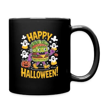 Joyeux Halloween Monster Burger Fantômes Citrouille - Mug uni - noir - Droite