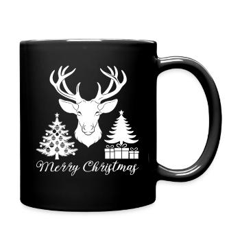 Sleek Christmas Decor with Reindeer and Fir Trees - Full Colour Mug - black - Right