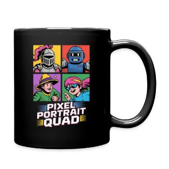 Pixel Portrait Quad Pop Culture Retro Video Game - Full Colour Mug - black - Right