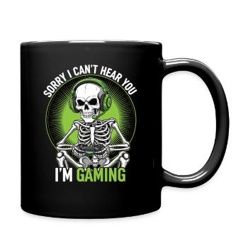 Humorous skeleton gaming print - Full Colour Mug - black - Right