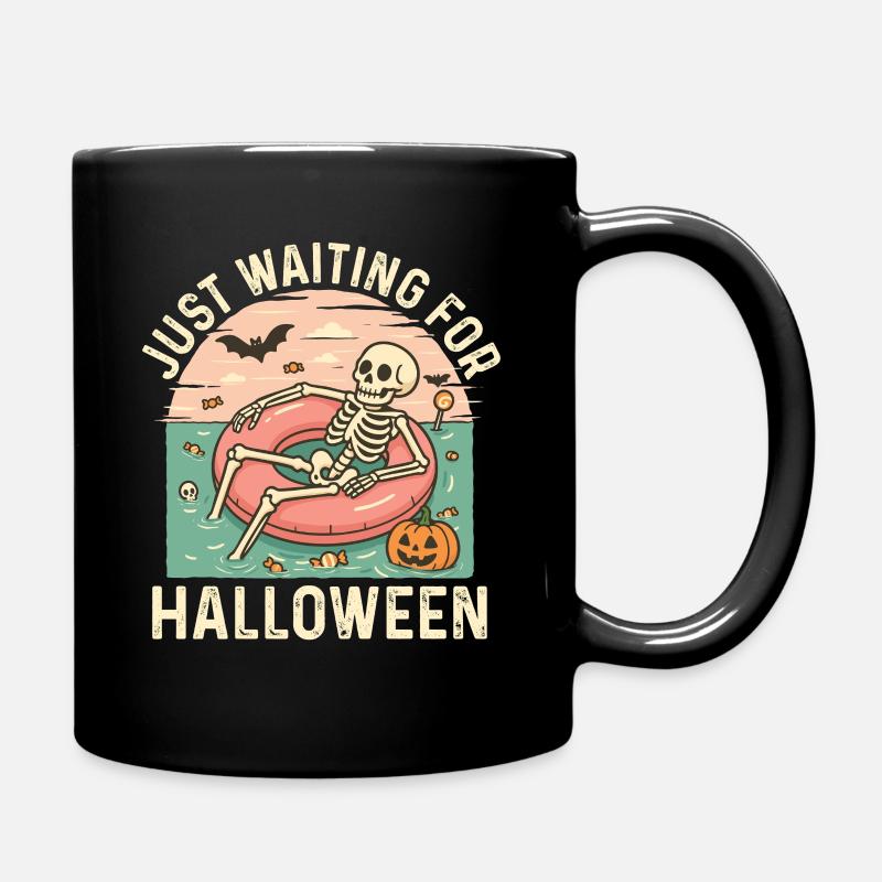 Wartet nur auf Halloween Gruseliges Skelett - Tasse einfarbig - Schwarz