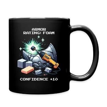 Rüstungswert: Selbstvertrauen +10 | Cosplay - Tasse einfarbig - Schwarz - Rechts