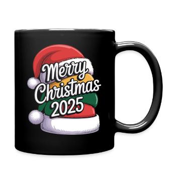 Christmas Tree Hat with Christmas Greeting 2025 - Full Colour Mug - black - Right