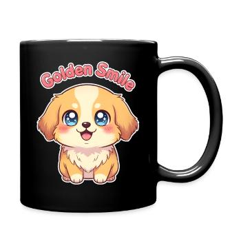 Golden Smile – Kawaii Golden Retriever - Tasse einfarbig - Schwarz - Rechts