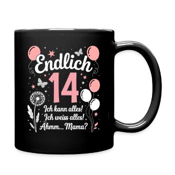 Enfin 14 Anniversaire 14 Ans Cadeau Fille - Mug uni - noir - Droite