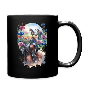 Ritter Märchen Pferd Kinder Mittelalter - Tasse einfarbig - Schwarz - Rechts