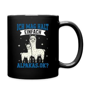 Alpaka Fan ICH MAG HALT EINFACH ALPAKAS Lustig - Tasse einfarbig - Schwarz - Rechts