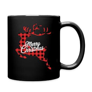 Buffalo Plaid Reindeer Merry Christmas Shirt - Full Colour Mug - black - Right