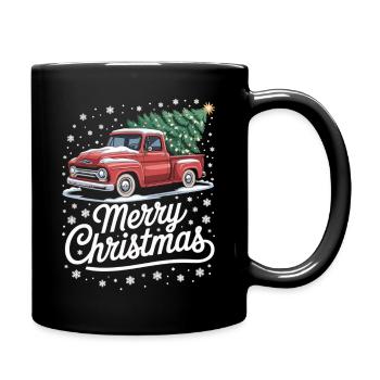 Camionnette rouge avec arbre de Noël – T-shirt de Noël - Mug uni - noir - Droite