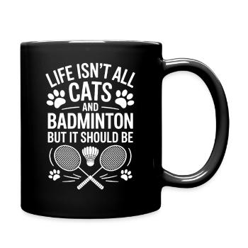 Badminton Saying Cat Funny Badminton Gift - Full Colour Mug - black - Right