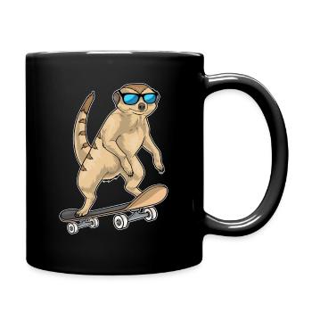 Meerkat Skater Skateboard - Full Colour Mug - black - Right