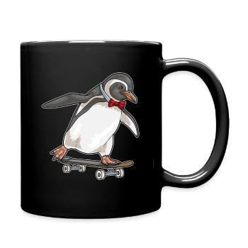 Pinguin Skater Skateboard - Tasse einfarbig - Schwarz - Rechts