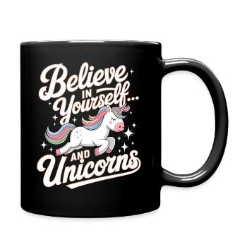 Inspirational Unicorn and Confidence Design - Full Colour Mug - black - Right