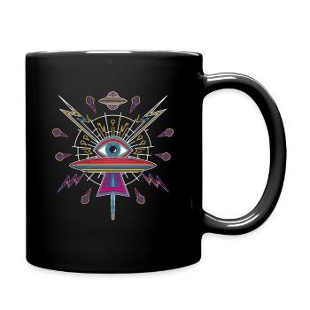 Œil mystique qui voit tout dans le style OVNI rétro - Mug uni - noir - Droite