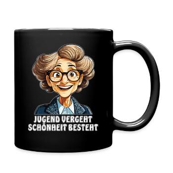 OLDER WOMAN YOUTH PASSES BEAUTY CONSISTS - Full Colour Mug - black - Right