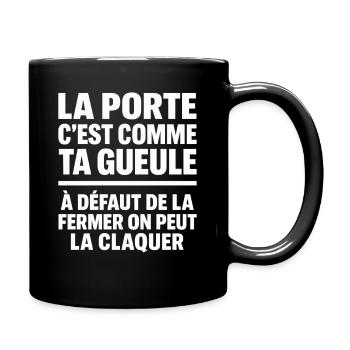 The door is like your face funny punchline - Full Colour Mug - black - Right