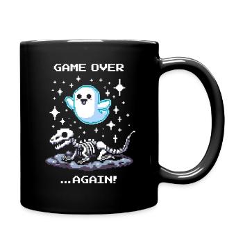 Game Over … schon wieder | Retro Dino Pixel Art - Tasse einfarbig - Schwarz - Rechts