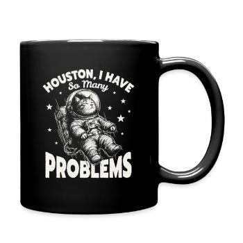 Houston I Have So Many Problems Funny Space Cat - Full Colour Mug - black - Right