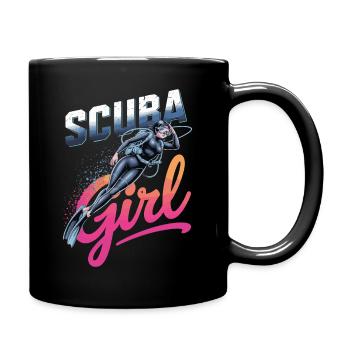 Scuba Girl Taucherin Design - Tasse einfarbig - Schwarz - Rechts
