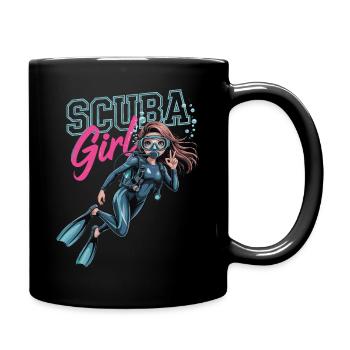 Scuba Girl Taucherin Design - Tasse einfarbig - Schwarz - Rechts