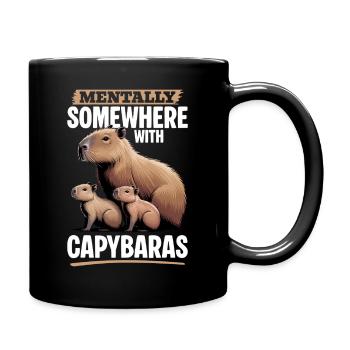 Funny aesthetic Kawaii Capybara - Tasse einfarbig - Schwarz - Rechts