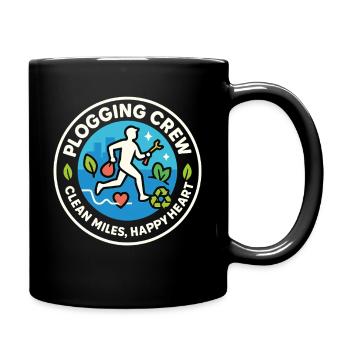 Plogging Crew Clean Miles Happy Heart - Full Colour Mug - black - Right