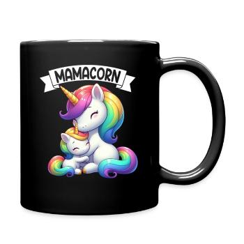 Mama Einhorn Mamacorn Mutter Tochter Dadacorn - Tasse einfarbig - Schwarz - Rechts