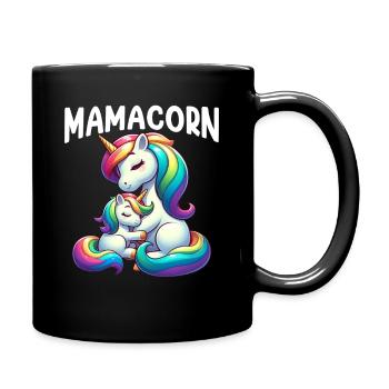 Mamacorn Mama Einhorn Mutter Damen Partnerlook - Tasse einfarbig - Schwarz - Rechts