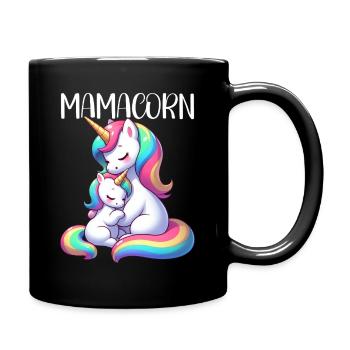 Mamacorn Mama Einhorn Mutter Damen Partnerlook - Tasse einfarbig - Schwarz - Rechts