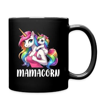 Mamacorn Mama Einhorn Mutter Damen Partnerlook - Tasse einfarbig - Schwarz - Rechts