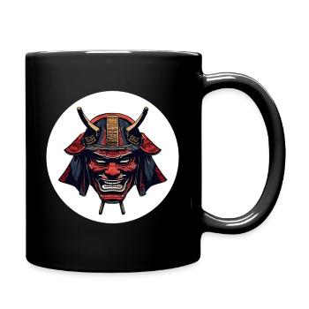 Roter Oni Dämonenhelm - Tasse einfarbig - Schwarz - Rechts