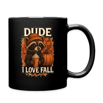 Raccoon Dude I Love Fall - Full Colour Mug - black - Right