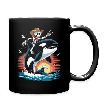 Cow-boy squelette sur la scène des vagues d’orque - Mug uni - noir - Droite