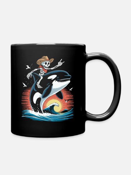 Cow-boy squelette sur la scène des vagues d’orque - Mug uni - noir