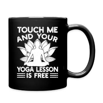 Pilates Enthusiasts Touch Me & Your Yoga Lesson - Full Colour Mug - black - Right