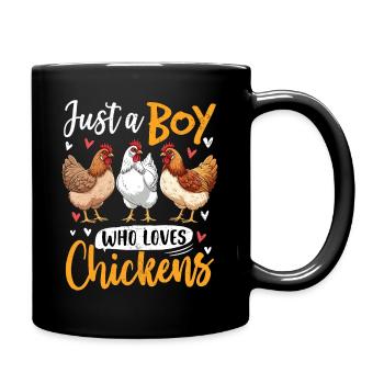 Boy loves chickens – funny motif - Full Colour Mug - black - Right