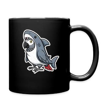 Requin gris perroquet dessin animé - Mug uni - noir - Droite